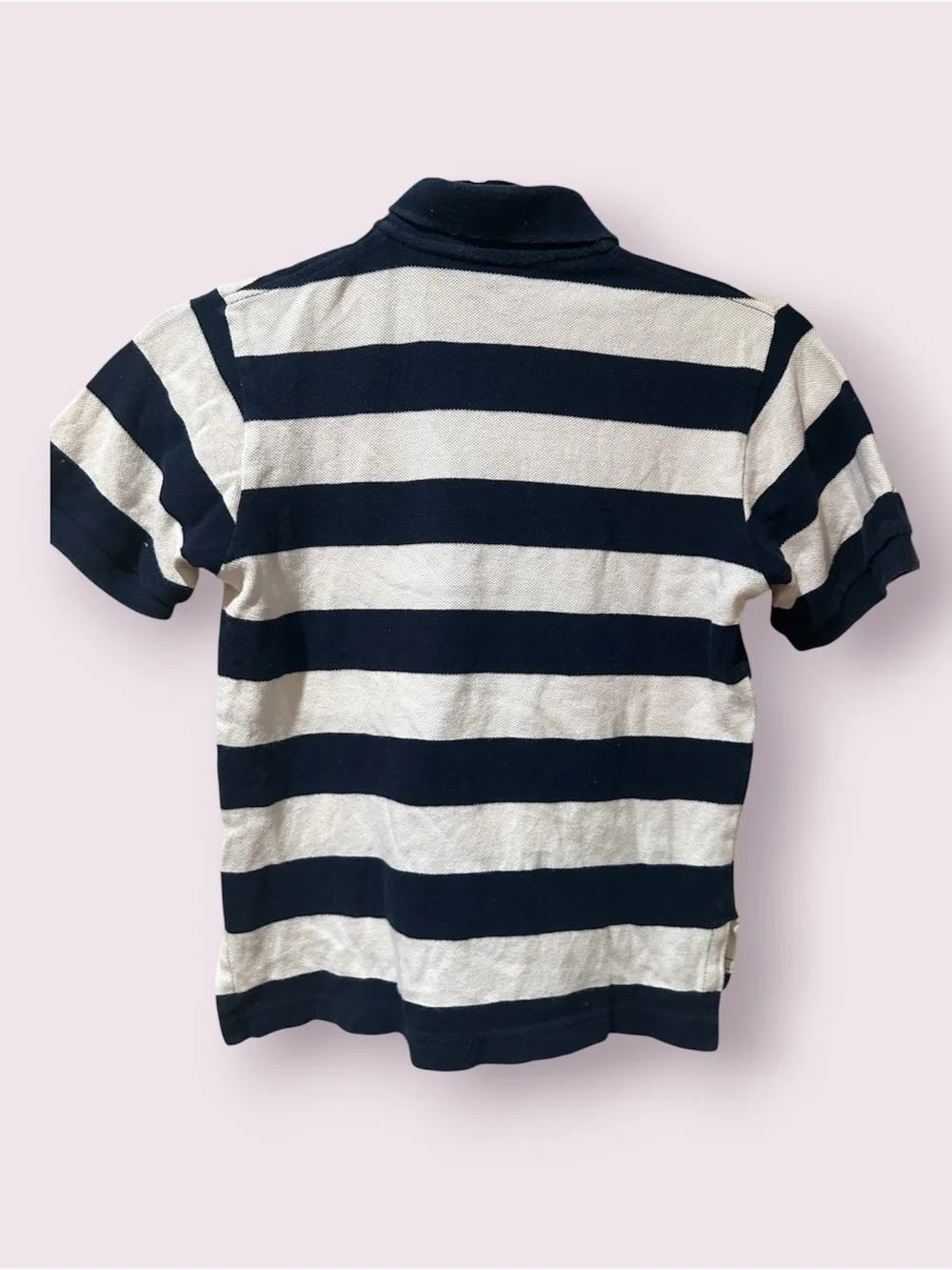 Ralph Lauren Navy & White Striped Polo - Kids